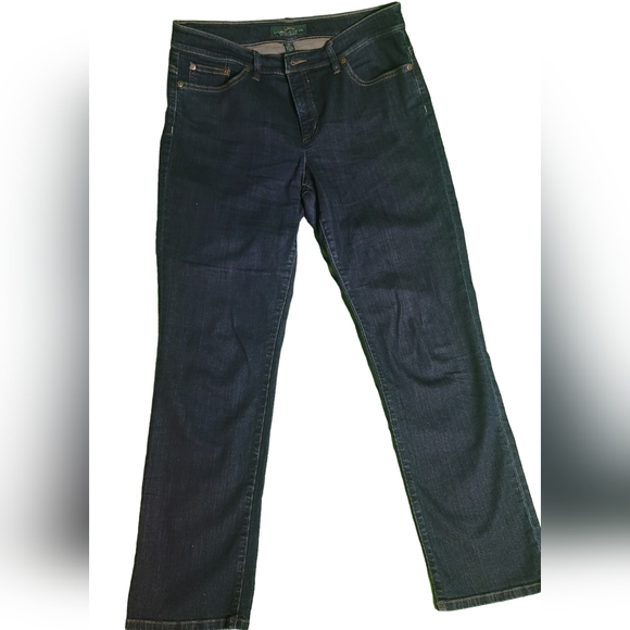 Ralph Lauren Jeans Co Premium Womens Jeans Size 12 Dark Wash Boot Leg Blue Denim